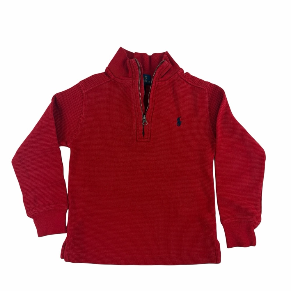 Polo Ralph Lauren Kids Red Thermal 1/4 Zip Sweater Shirt Sz 3T